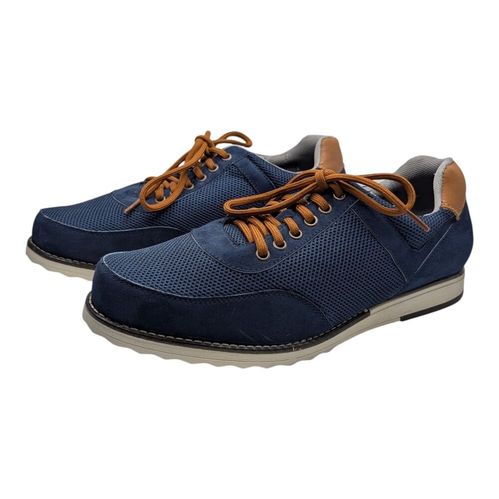 Hitchcock Wide Shoes  Comfortable Mens Navy Blue Casual Footwear Size 9E Sneaker